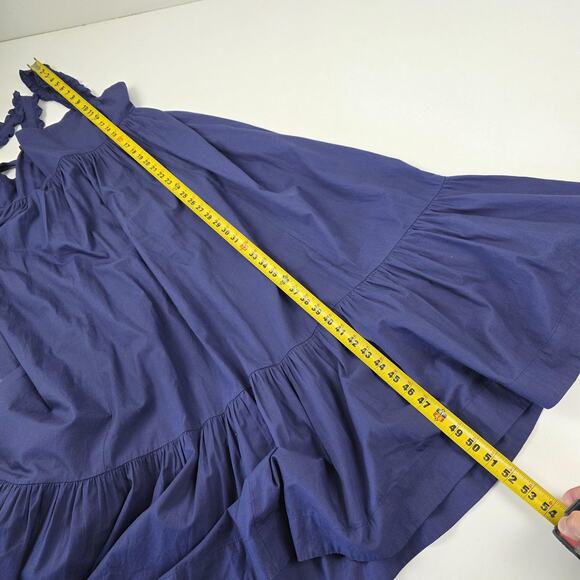 Free People Dress Womens Small Navy Maxi Ruffle Strap Tie Back Pockets OB1134716 - Picture 14 of 16